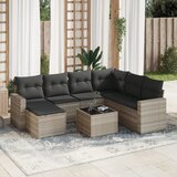 Maison Chic Seti vrtnega pohištva - Vrtna garnitura - Vrtni pohištvo set 8-delna z blazinami sv. siv poli ratan, (21805509) | Shoptok.si
