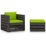  2-dijelna vrtna garnitura s jastucima sivo impregnirano drvo Zelena | Shoptok.si