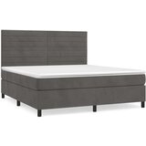  Box spring postelja z vzmetnico temno siva 160x200 cm žamet, (20900905) | Shoptok.si