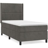 Box spring krevet s madracem tamnosivi 90x190 cm baršunasti | shoptok.hr