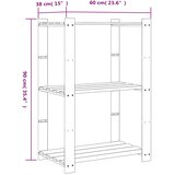  Stalak za pohranu s 3 razine crni 60x38x90 cm masivna borovina | shoptok.hr