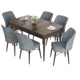 Hanah home eva - baroque, grey baroquegrey extendable dining table & chairs set (7 pieces) | Eponuda.com
