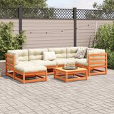  7-dijelni set vrtnih sofa s jastucima voštano smeđi od borovine | shoptok.hr