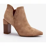 Kesi Beige Vailen high-heeled ankle boots with an openwork pattern