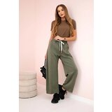 Kesi Włoski Butter trousers tied at the waist khaki | Shoptok.si