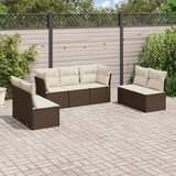 vidaXL 7-dijelni set vrtnih sofa od poliratana s jastucima smeđi Cijene