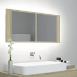 led kopalniška omarica z ogledalom sonoma hrast 100x12x45 akril, (20622370)