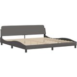  Postelja z vzmetnico siva 200x200 cm umetno usnje, (21166054) | Shoptok.si
