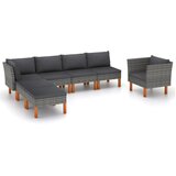 Maison Chic Seti vrtnega pohištva - Vrtna garnitura - Vrtni pohištvo set 7-delna poli ratan in evkaliptus siva, (21807660) | Shoptok.si