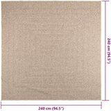  Rug "ZIZUR" Bež 240x240 cm Juta videz Notranje in zunanje | Shoptok.si