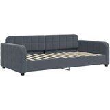 vidaXL Izvlečna dnevna postelja z vzmetnico tem. siva 100x200 cm žamet | Shoptok.si
