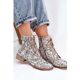 Maciejka Leather Patterned Ankle Boots With Flat Heel | shoptok.hr