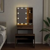  Toaletni stolić s LED-om Artisan hrastovinom izrađenim drvom Smeđa 60 x 40 x 140 cm | shoptok.hr