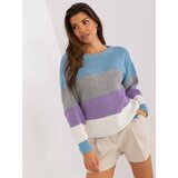 Fashion Hunters Blue and purple striped oversize sweater Cene