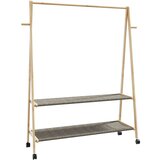 vidaXL Stojalo za oblačila s policami n kolesi 132x45,5x155,5cm Bambus | Shoptok.si