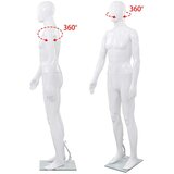 vidaXL Celotna moška izložbena lutka s stekleno osnovo bela 185 cm | Shoptok.si