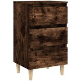 Maison Chic Nočna omarica - Nočna miza z lesenimi nogami dimljeni hrast 40x35x69 cm, (21688348) Cene