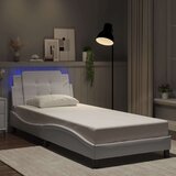 vidaXL Posteljni okvir z LED lučkami bel 80x200 cm umetno usnje, (21111971) | Shoptok.si