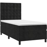 vidaXL Box spring postelja z vzmetnico LED črna 90x190 cm žamet | Shoptok.si