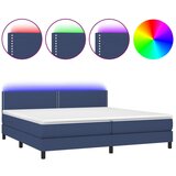 Maison Chic Box spring postelja - Vzmetna postelja z vzmetnico LED modra 200x200 cm blago SL2899, (21901329) | Shoptok.si
