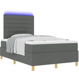 vidaXL Box Spring Krevet s Madracem i LED-om Tamno Siva 120x200 cm Tkanina | shoptok.hr