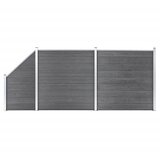 vidaXL set WPC ograda 2 kvadratne + 1 kosa 446 x 186 cm sivi Cijene