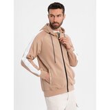 Ombre Unzipped men's hooded sweatshirt with piping - beige | shoptok.hr