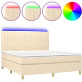 vidaXL Krevet box spring s madracem LED krem 160x200 cm od tkanine | shoptok.hr
