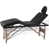 Crni sklopivi stol za masažu s 4 zone i drvenim okvirom