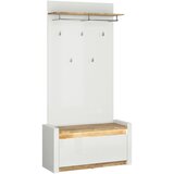 XORA garderobna klop bela, barve hrasta | Shoptok.si