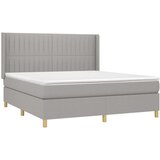  Krevet box spring s madracem LED svjetlosivi 160x200 cm tkanina | shoptok.hr