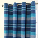 HOMESCAPES Bombažne črtaste modre zavese iz bombaža Morocco 137x137 cm, (20749316) | Shoptok.si