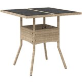  The Living Store Vrtna miza s stekleno ploščo bež 80x80x75 cm poli ratan - Vrtna Miza, (21459866) | Shoptok.si
