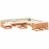 vidaXL 12-dijelni set vrtnih sofa voštano smeđi od masivne borovine Cijene