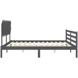  Okvir za krevet s uzglavljem sivi 200 x 200 cm od masivnog drva | shoptok.hr