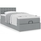 vidaXL Otomanski posteljni okvir z vzmetnico siv 90x200 cm blago | Shoptok.si