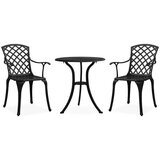  3-dijelni bistro set od lijevanog aluminija crni Cijene