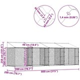 vidaXL Pasja kletka srebrna 800 x 200 x 256 cm Cinkana jeklena | Shoptok.si