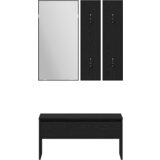 vidaXL Komplet pohištva za hodnik iz črnega lesa in iverice, Posoda za rastline črnega lesa 40x40x40 cm iz iverice | Shoptok.si