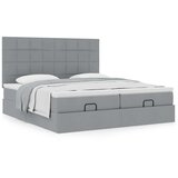 vidaXL Otomanski posteljni okvir z vzmetnicami siv 160x200 cm blago | Shoptok.si
