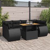 vidaXL 7-dijelni set vrtnih sofa od poliratana s jastucima crni | shoptok.hr