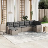 Maison Chic Seti vrtnega pohištva - Vrtna garnitura - Vrtni pohištvo set 7-delna z blazinami siv poli ratan, (21802514) | Shoptok.si
