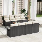 9 Dijelni Vrtni Sofa Set s Jastučićima Crni Poli Ratan Akacija | shoptok.hr