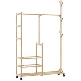  Stalak za odjeću s policama i kotačima 100x38x175,5 cm bambus | Eponuda.ba