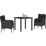  Vrtni set za objed s jastukom 3 pcs Crna Poli ratan | shoptok.hr
