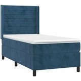vidaXL Krevet box spring s madracem LED tamnoplavi 90x190 cm baršun | shoptok.hr