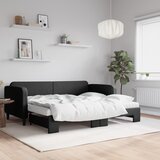 vidaXL Izvlečna dnevna postelja z vzmetnicami črna 90x200 cm blago Cene