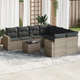 Maison Chic Seti vrtnega pohištva - Vrtna garnitura - Vrtni pohištvo set 9-delna z blazinami siv poli ratan, (21807873) | Shoptok.si