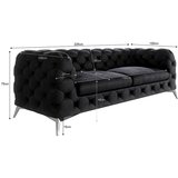 Ropez Črna žametna sedežna garnitura 225 cm Chelsea – | Shoptok.si