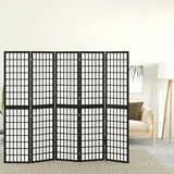  Zložljiv 5-delni paravan japonski stil 200x170 cm črne barve Cene